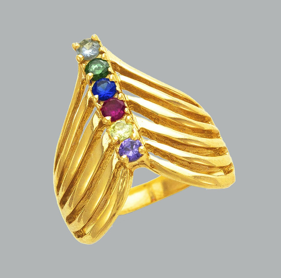 NEW 14K YELLOW GOLD LADIES COLORED CZ RING (1 of 1)