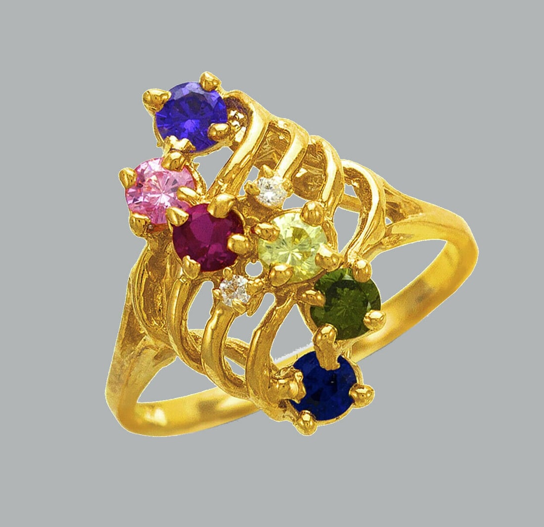 NEW 14K YELLOW GOLD LADIES COLORED CZ RING (1 of 1)