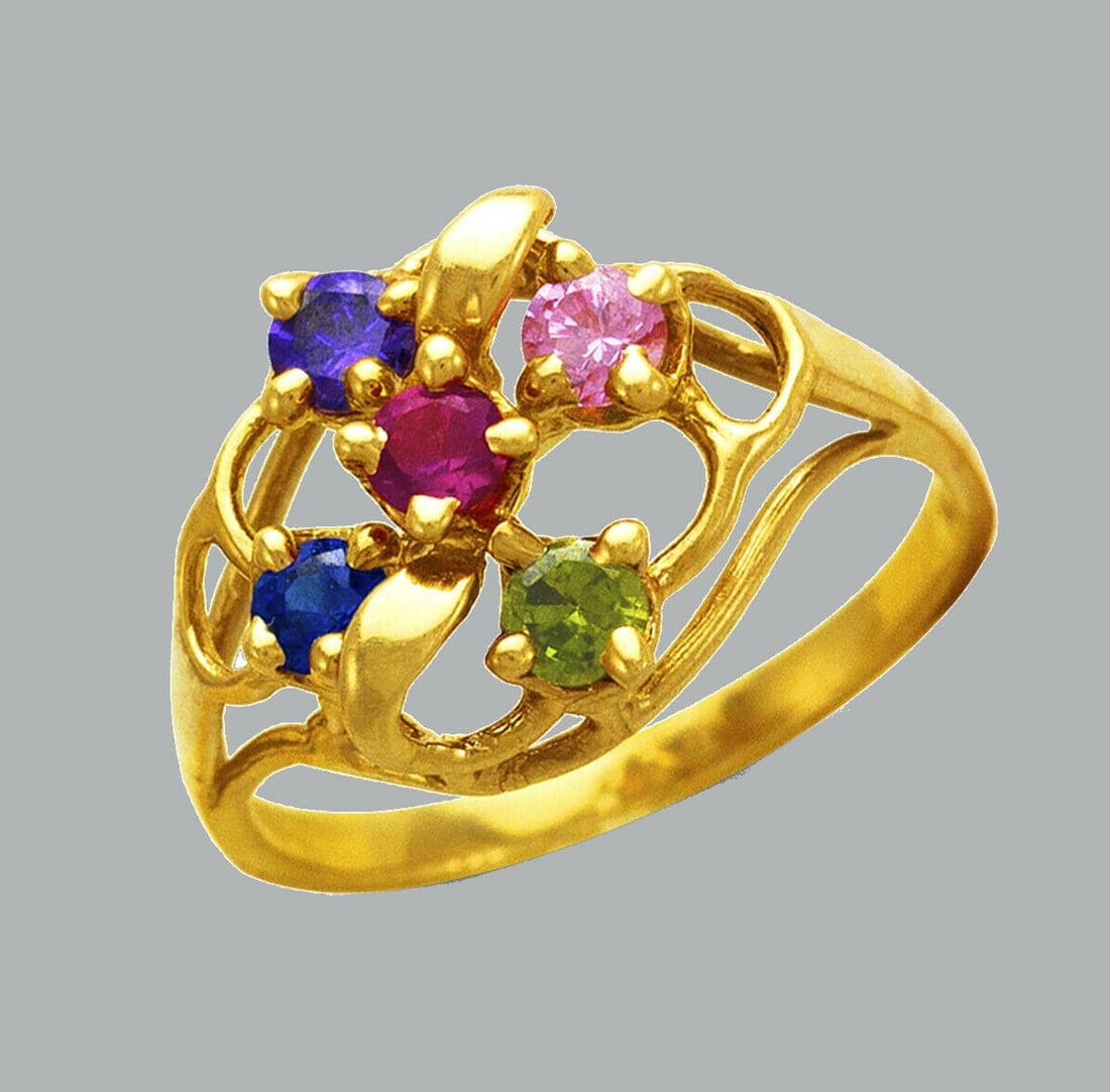 NEW 14K YELLOW GOLD LADIES COLORED CZ RING (1 of 1)