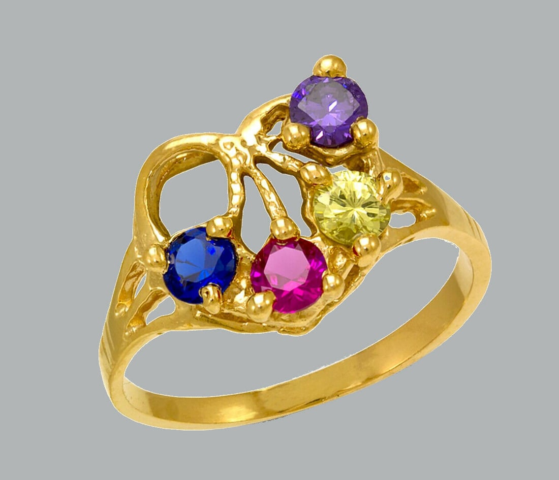 NEW 14K YELLOW GOLD LADIES COLORED CZ RING (1 of 1)