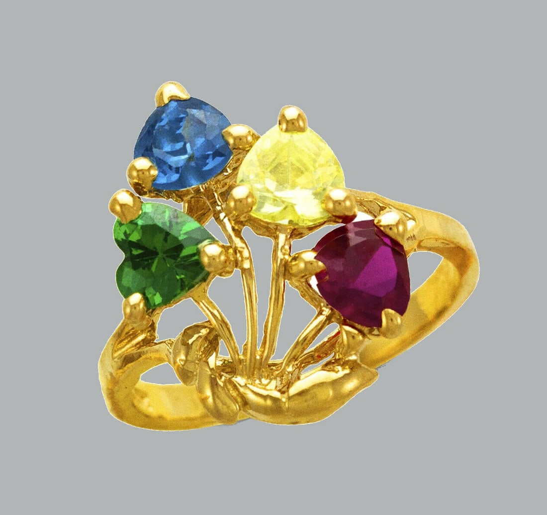 NEW 14K YELLOW GOLD LADIES COLORED CZ RING HEART SHAPE (1 of 1)