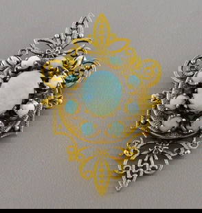 VINTAGE 14K YELLOW GOLD MULTI COLOR OPAL PENDANT BROOCH PIN: VINTAGE 14K YELLOW GOLD BROOCH PIN Brooch / Pendant measures 1.76" H x 1.14" W 14k Yellow gold multi colored opal pendant Set with multi colored opals, main colors blue and green Can be worn as a pend