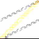 NEW 14K TWO TONE GOLD HOLLOW FIGARO PAVE CHAIN NECKLACE