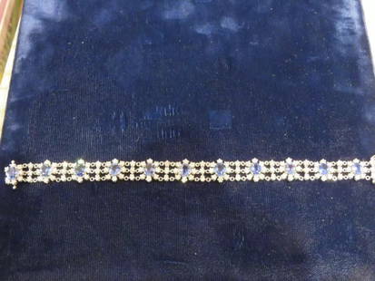 18KT FANCY BLUE CEYLON SAPPHIRE BRACELET: 18KT FANCY BLUE CEYLON SAPPHIRE BRACELET The Following Items we are offering is a Rare Radiant 18KT GOLD LARGE IMPORTANT CEYLON SAPPHIRE DIAMOND BRACELET. Bracelet is comprised of Gorgeous Rare Finely