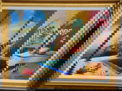FRAMED LRG DLX OIL BY ORLANDO HOMMAGE TO CHAGALL AND VAN GOGH: FRAMED LRG DLX OIL BY ORLANDO HOMMAGE TO CHAGALL AND VAN GOGH MAGNIFICENT RARE FRAMED LRG DLX OIL BY ORLANDO HOMMAGE TO CHAGALL AND VAN GOGH The Following Item we are Offering is An Outstanding Rare I