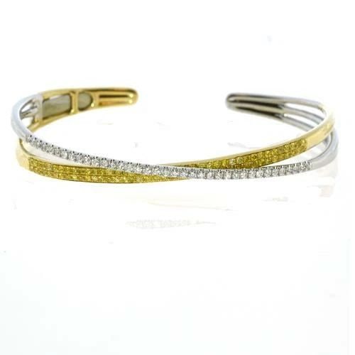 18KT GOLD FANCY YELLOW DIAMOND BANGLE BRACELET (1 of 2)