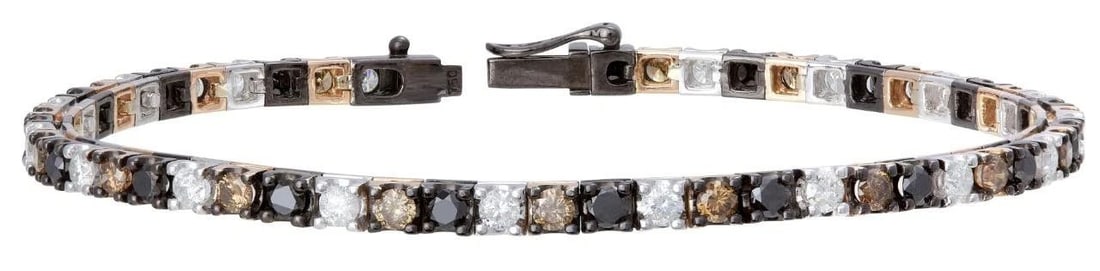 GOLD FANCY BLACK DIAMOND COGNAC TENNIS BRACELET (1 of 1)