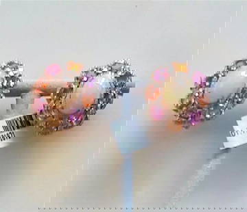 18KT GOLD LARGE FANCY OPAL MULT SAPPHIRE DIAMOND EARRINGS: 18KT GOLD LARGE FANCY OPAL MULT SAPPHIRE DIAMOND EARRINGS 18KT GOLD LARGE FANCY OPAL MULT SAPPHIRE DIAMOND EARRINGS The Following Items we are offering is a Rare Important Radiant 18KT Gold Large Fanc