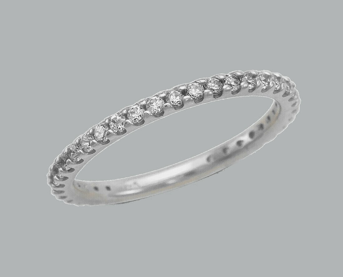 NEW 14K WHITE GOLD LADIES FANCY CZ RING BAND ETERNITY (1 of 1)