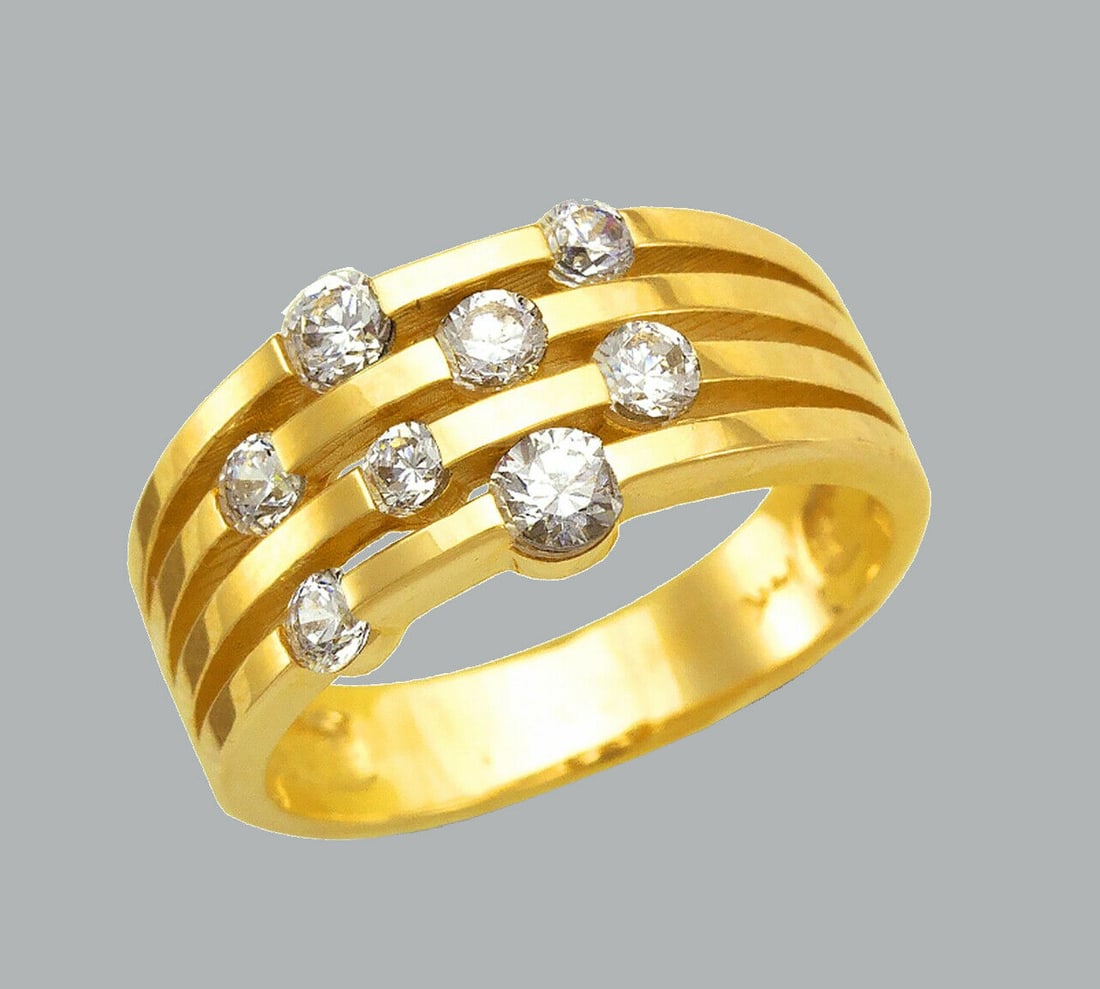 NEW 14K YELLOW GOLD LADIES FANCY CZ RING BAND ROUND CUT (1 of 1)