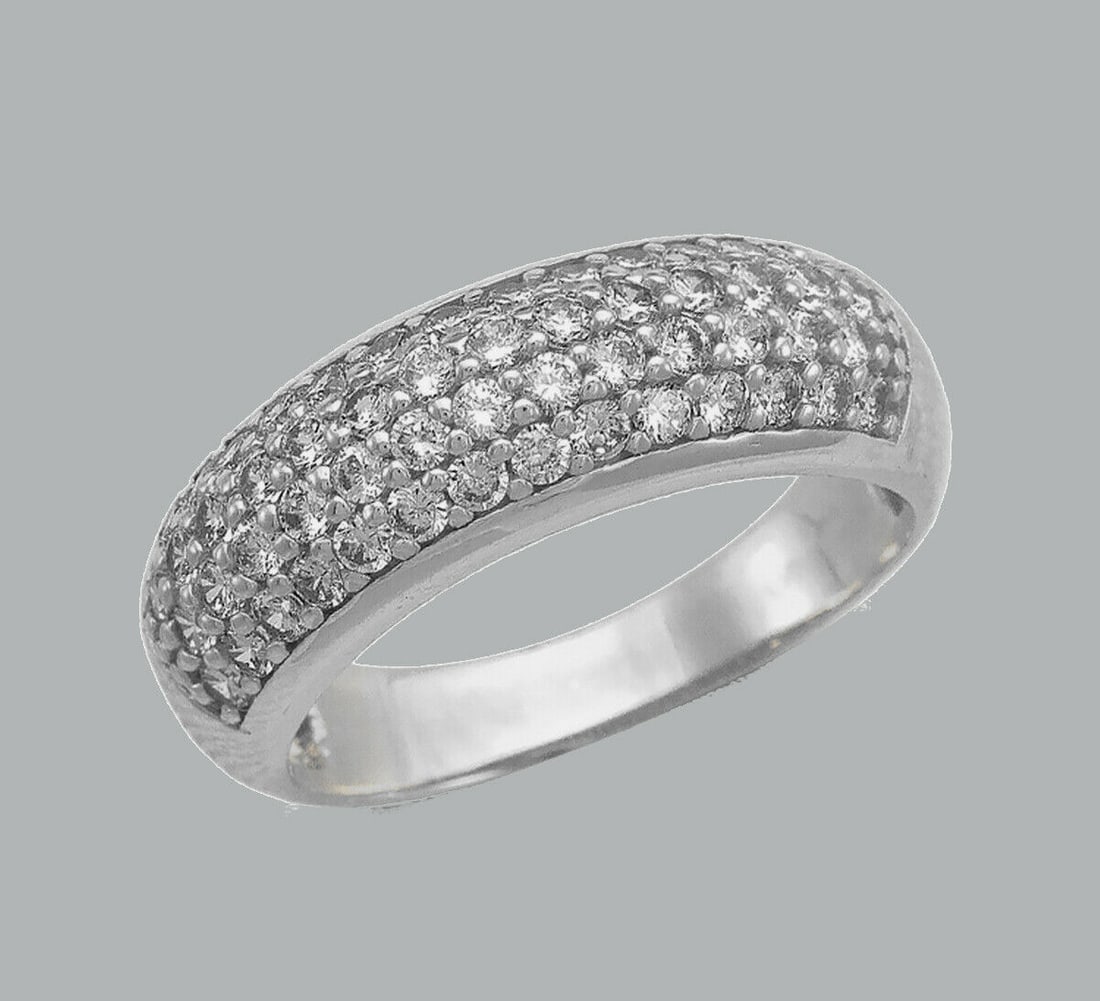 NEW 14K WHITE GOLD LADIES FANCY CZ RING BAND PAVE 7mm (1 of 1)