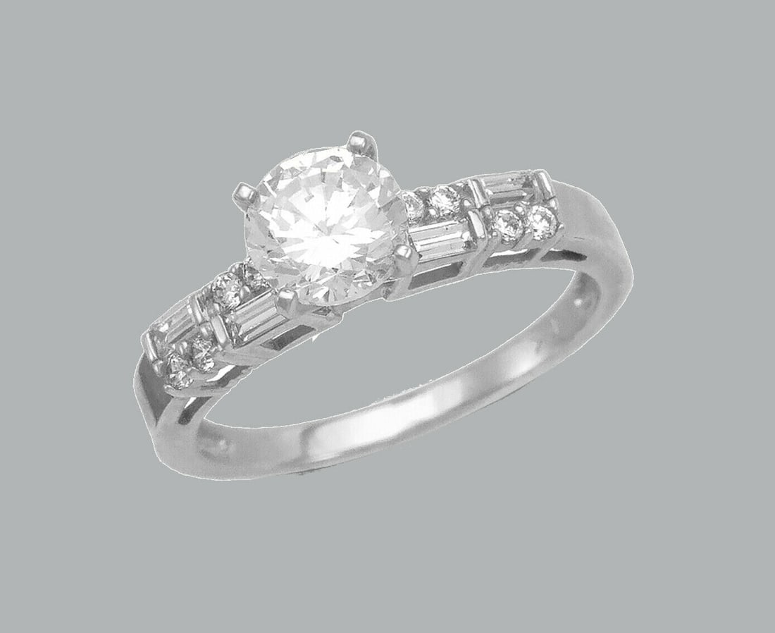 NEW 14K WHITE GOLD LADIES FANCY ENGAGEMENT RING (1 of 1)