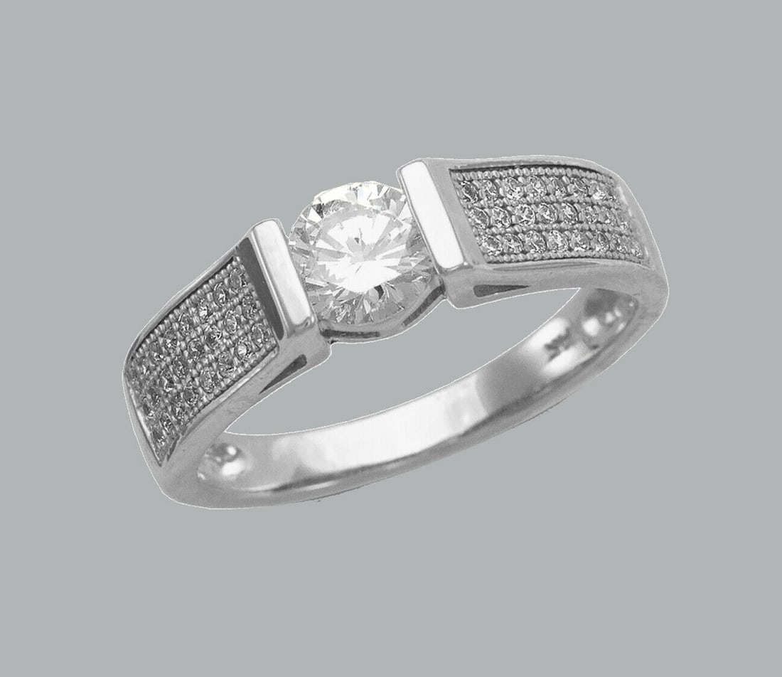 NEW 14K WHITE GOLD LADIES FANCY ENGAGEMENT RING (1 of 1)