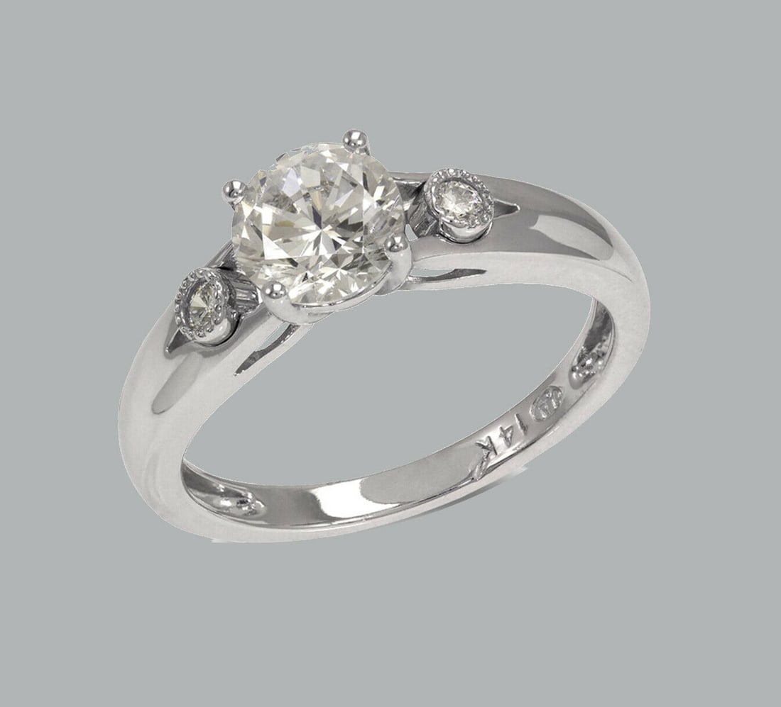 NEW 14K WHITE GOLD LADIES FANCY ENGAGEMENT RING (1 of 1)