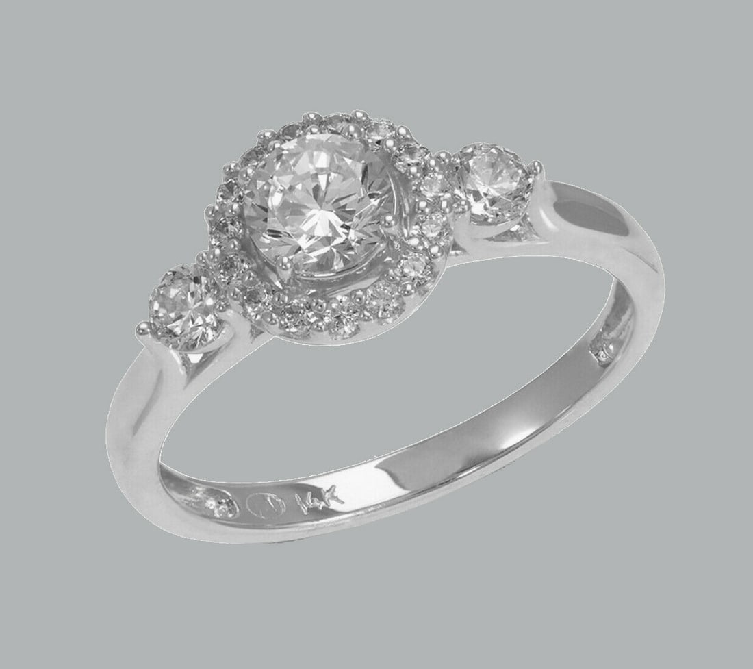 NEW 14K WHITE GOLD LADIES FANCY ENGAGEMENT RING HALO (1 of 1)
