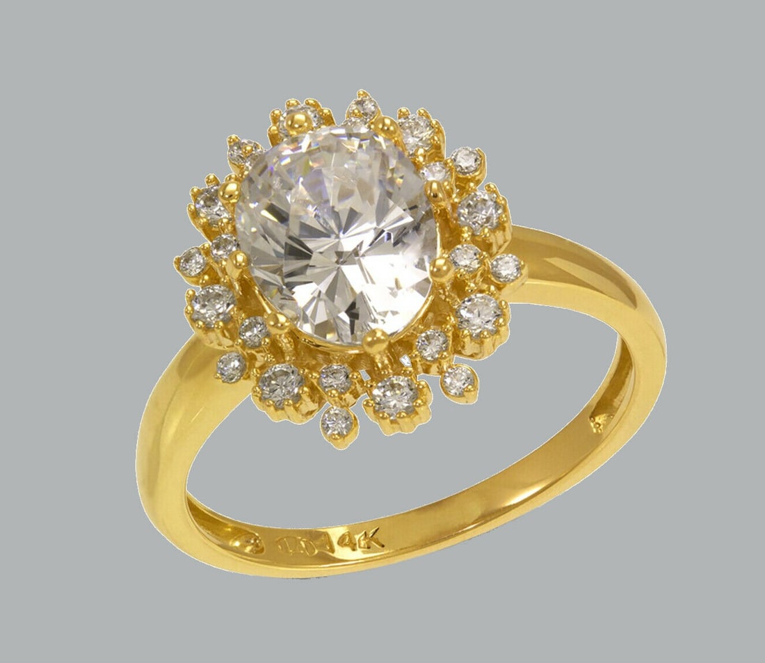 NEW 14K YELLOW GOLD LADIES ENGAGEMENT RING OVAL HALO (1 of 1)