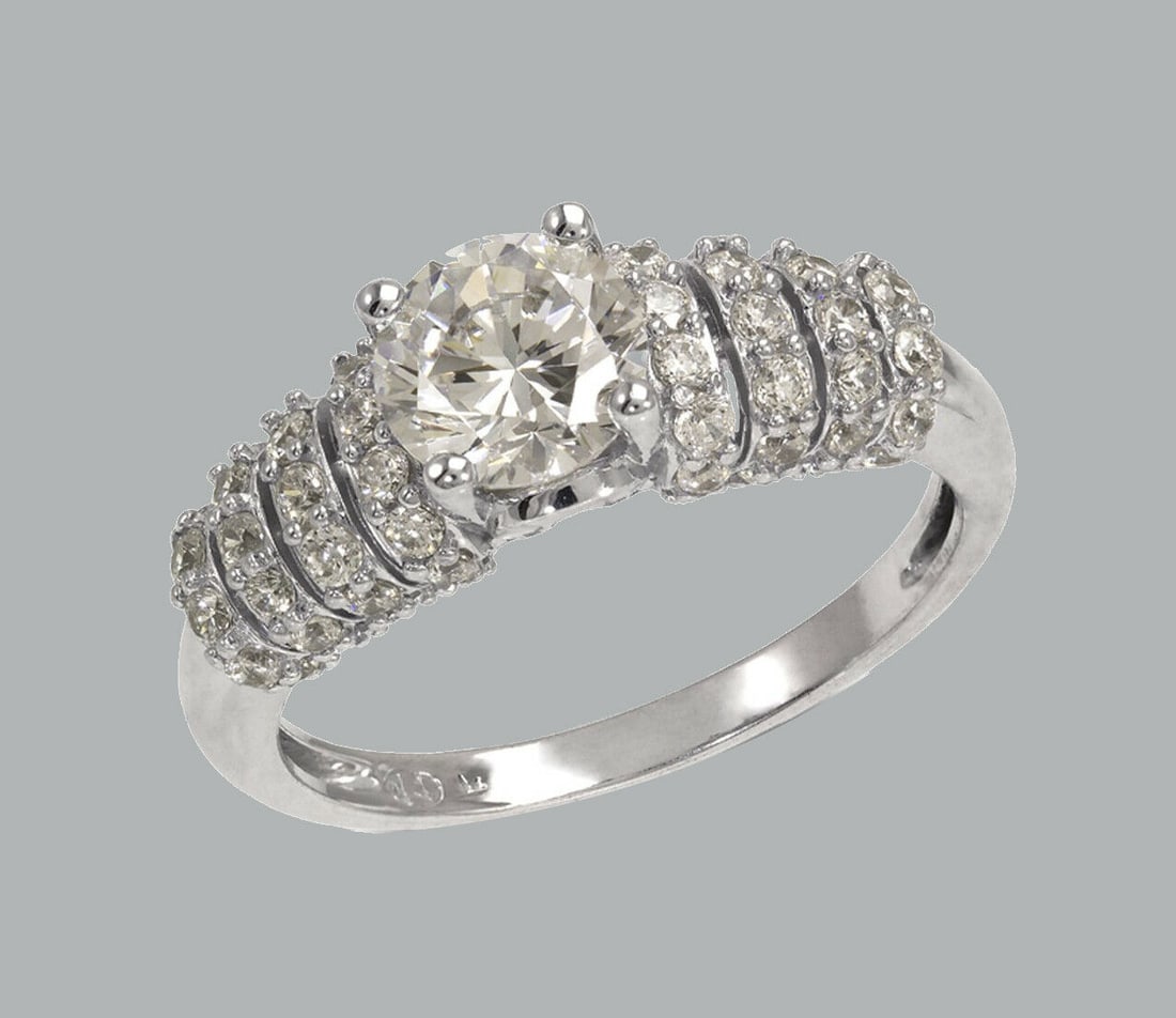 NEW 14K WHITE GOLD LADIES FANCY ENGAGEMENT RING (1 of 1)