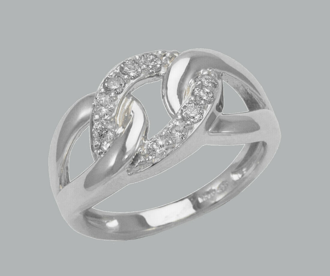 NEW 14K WHITE GOLD LADIES FANCY CZ RING LINKS (1 of 1)
