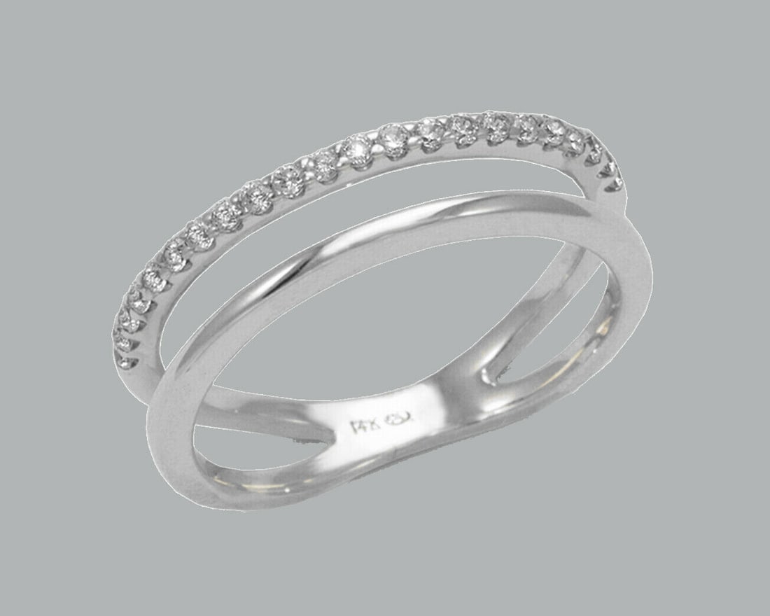 NEW 14K WHITE GOLD LADIES FANCY CZ RING (1 of 1)