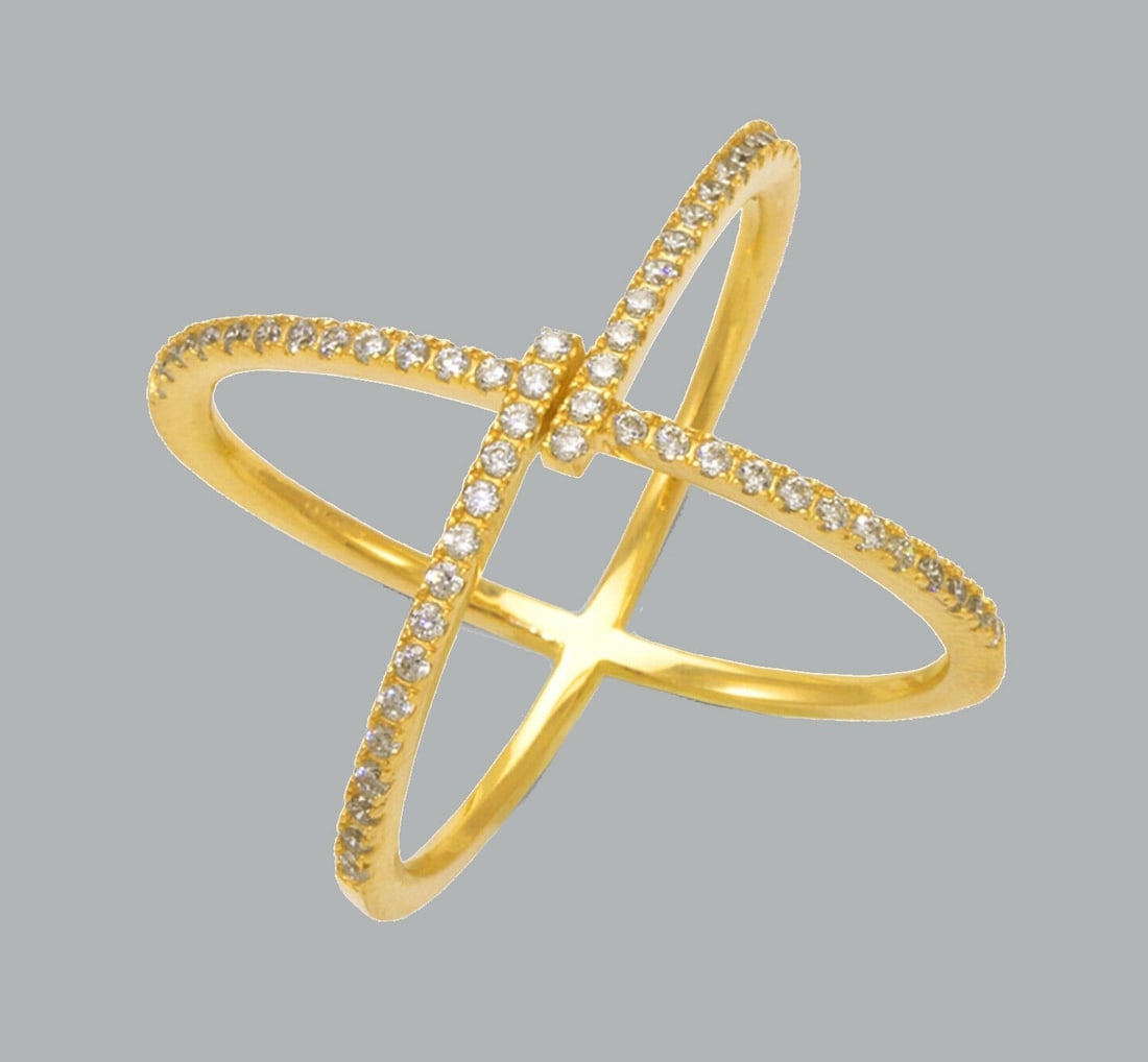 NEW 14K YELLOW GOLD LADIES FANCY CZ RING (1 of 1)
