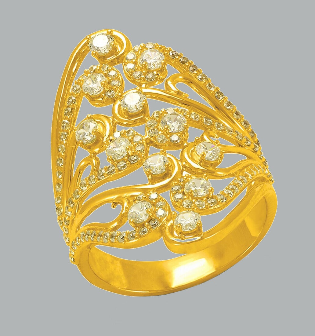 NEW 14K YELLOW GOLD LADIES FANCY CZ COCKTAIL RING (1 of 1)