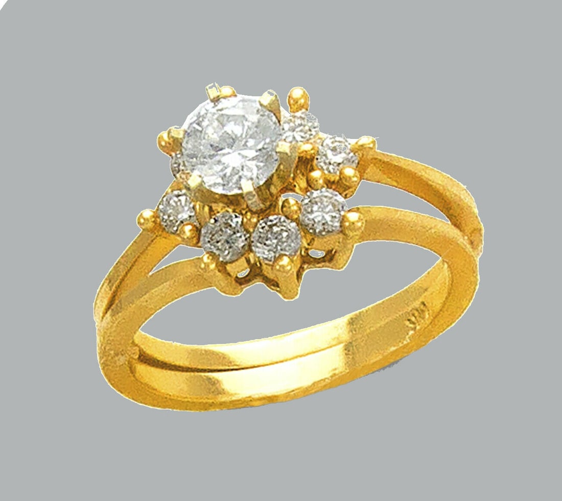 14K YELLOW GOLD LADIES CZ ENGAGEMENT RING MATCHING BAND: NEW 14K YELLOW GOLD CZ RINGSNew 14K Yellow solid gold rings2 RingsRing size 7Measures, 5mm wide bandCubic Zirconia Polished Finish Apx Weight: 4.8g