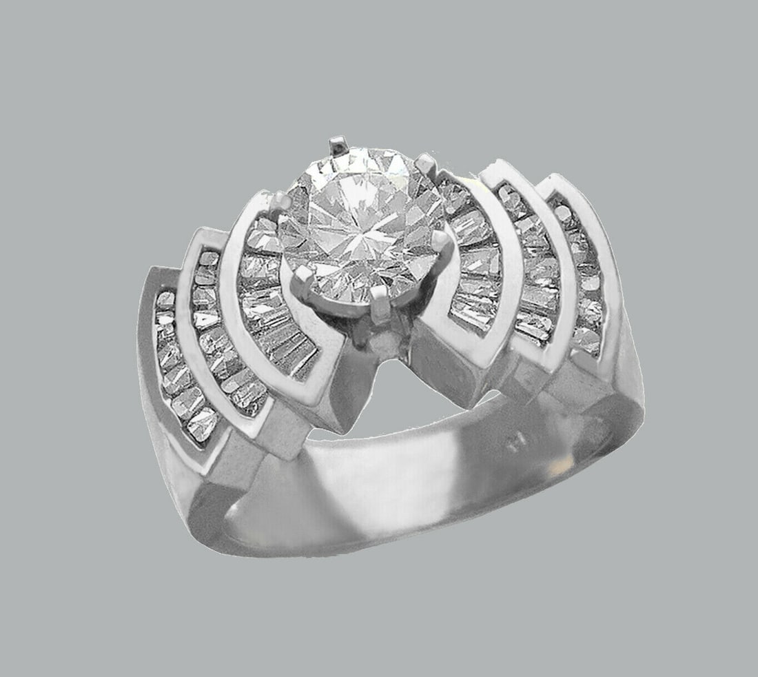 14K WHITE GOLD LADIES FANCY ENGAGEMENT RING ROUND (1 of 1)