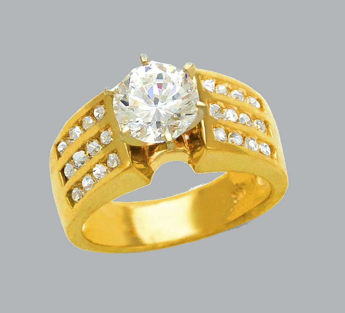 14K YELLOW GOLD LADIES FANCY ENGAGEMENT RING ROUND (1 of 1)
