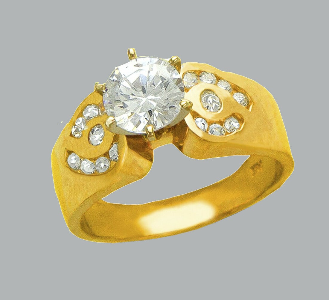 NEW 14K YELLOW GOLD LADIES FANCY ENGAGEMENT RING ROUND (1 of 1)