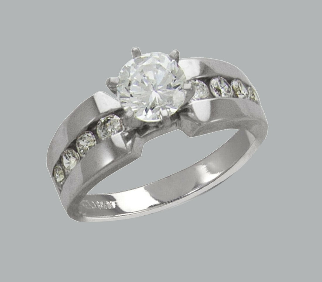 NEW 14K WHITE GOLD LADIES FANCY ENGAGEMENT RING ROUND (1 of 1)