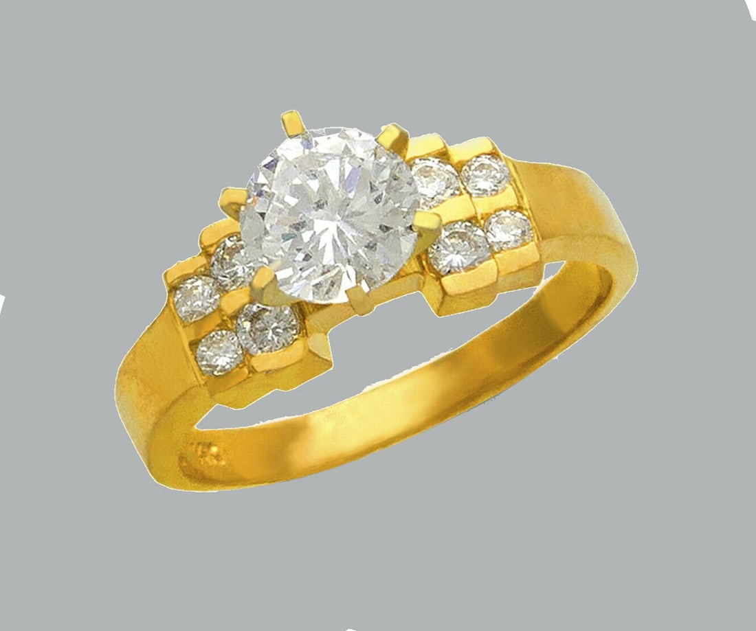 NEW 14K YELLOW GOLD LADIES FANCY ENGAGEMENT RING ROUND (1 of 1)