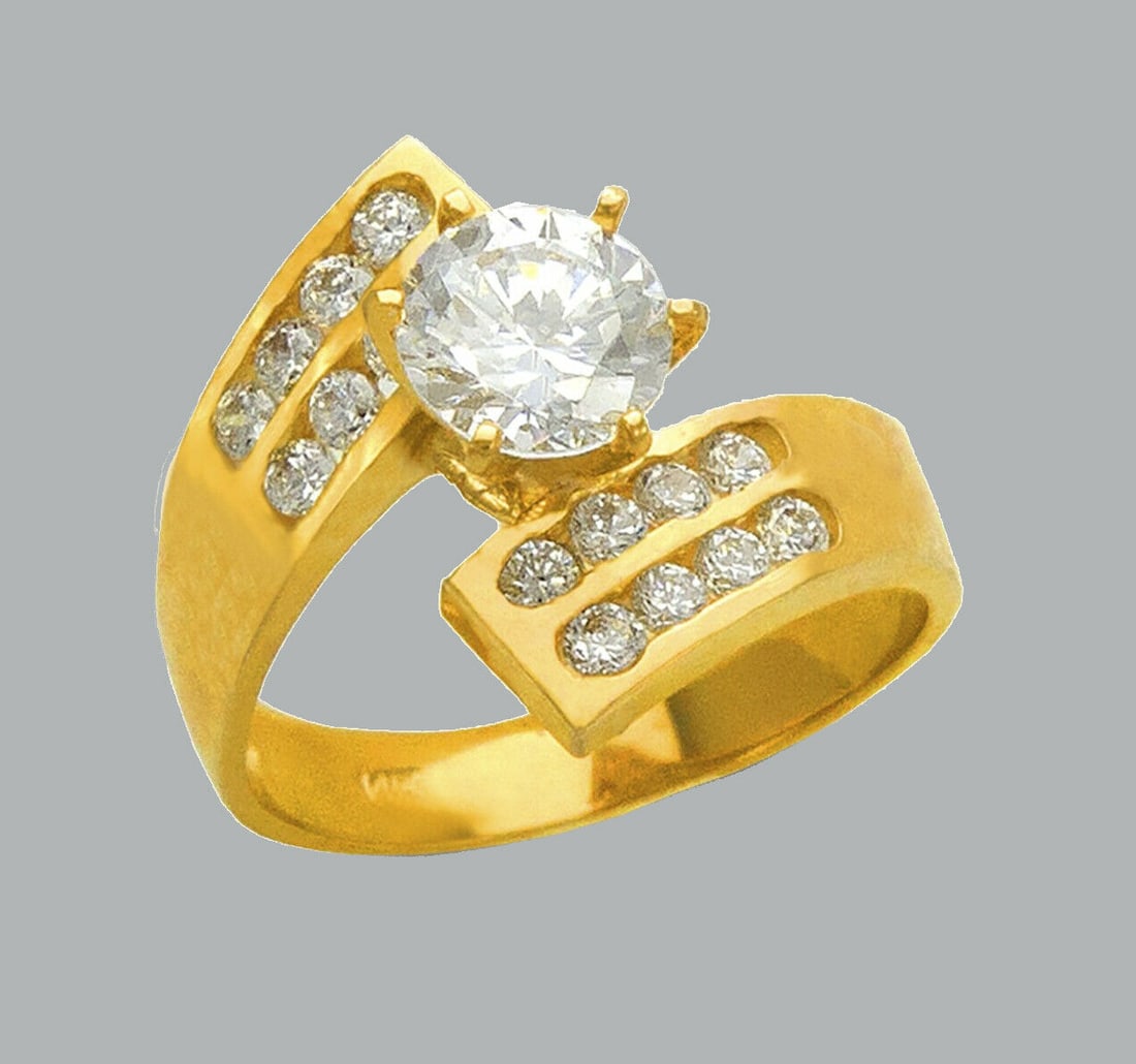 14K YELLOW GOLD LADIES FANCY ENGAGEMENT RING ROUND (1 of 1)