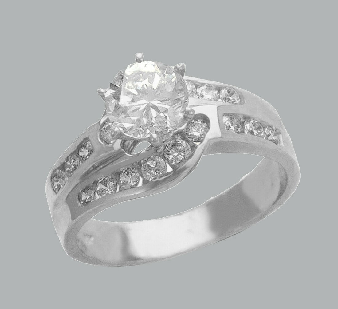 NEW 14K WHITE GOLD LADIES FANCY ENGAGEMENT RING ROUND (1 of 1)