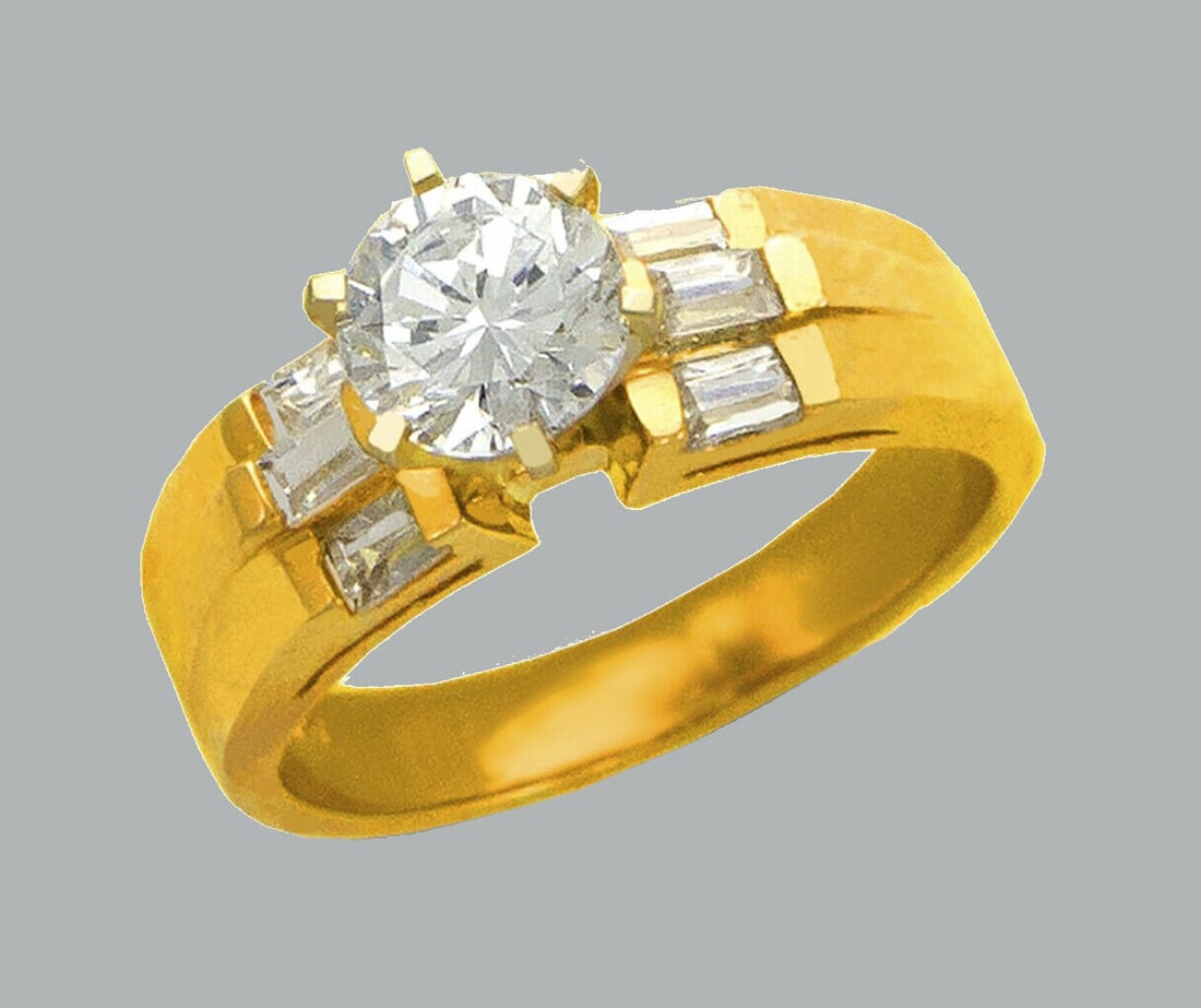 NEW 14K YELLOW GOLD LADIES FANCY ENGAGEMENT RING ROUND (1 of 1)