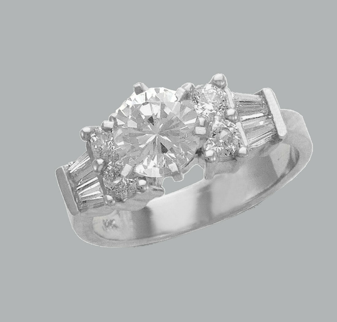 14K WHITE GOLD LADIES FANCY ENGAGEMENT RING ROUND (1 of 1)