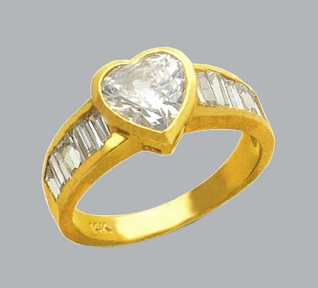 NEW 14K YELLOW GOLD LADIES FANCY ENGAGEMENT RING HEART (1 of 1)