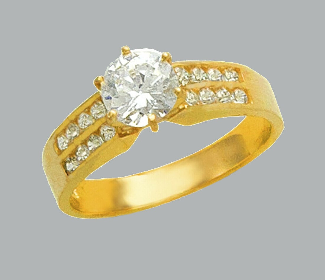 14K YELLOW GOLD LADIES FANCY ENGAGEMENT RING (1 of 1)