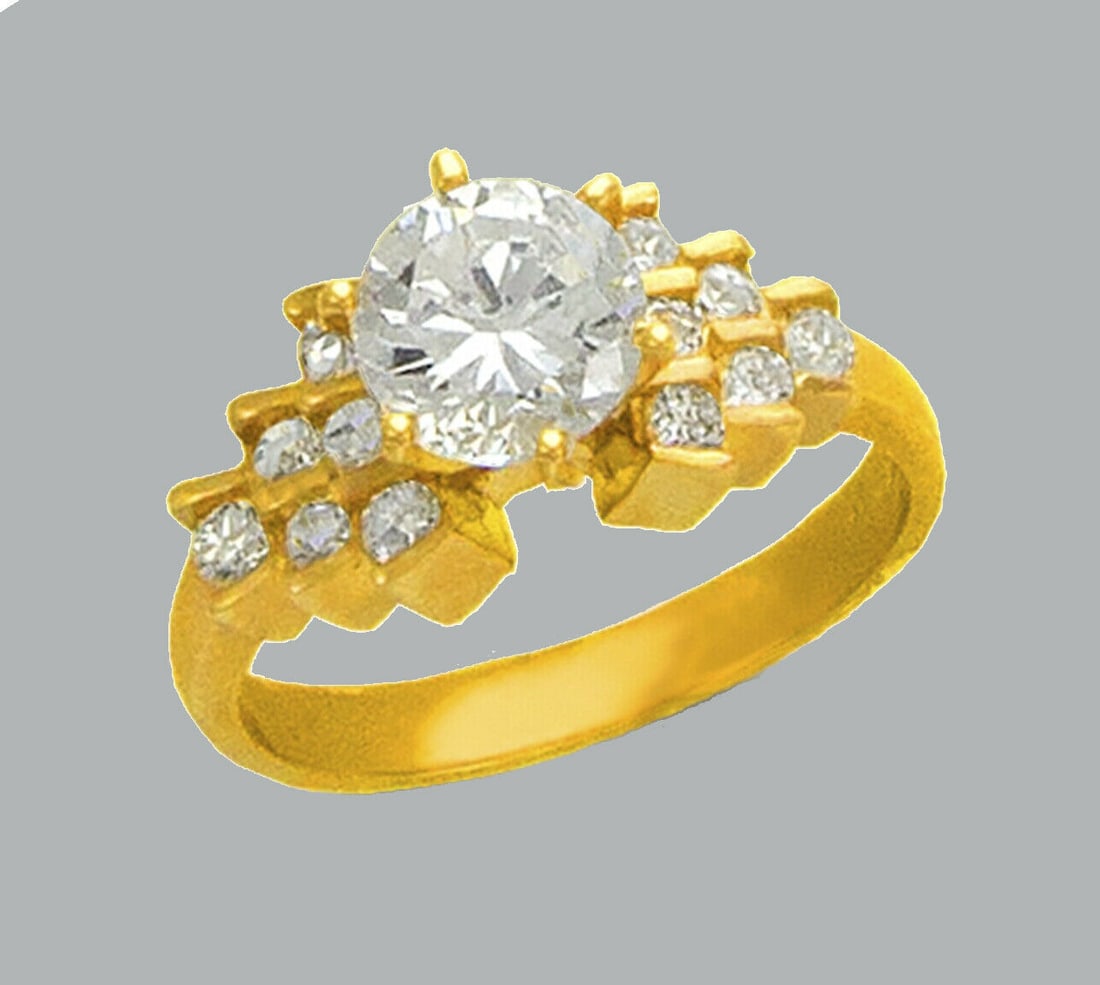 NEW 14K YELLOW GOLD LADIES FANCY CZ ENGAGEMENT RING (1 of 1)
