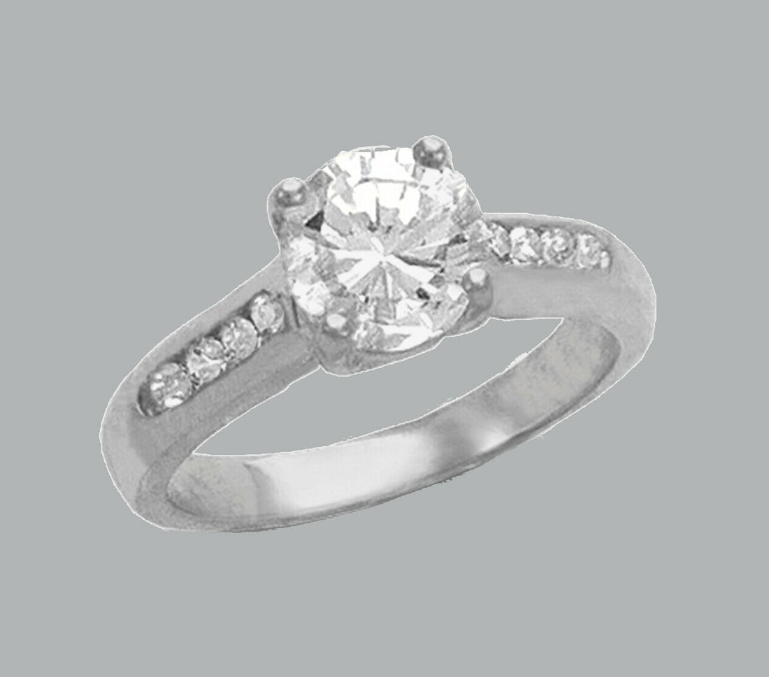 14K WHITE GOLD LADIES FANCY ENGAGEMENT RING ROUND (1 of 1)