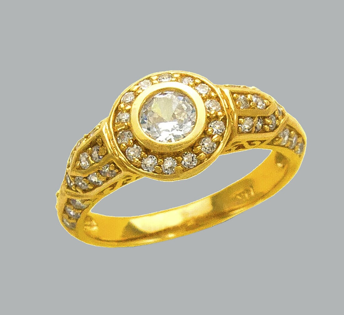 NEW 14K YELLOW GOLD LADIES FANCY CZ ENGAGEMENT RING (1 of 1)