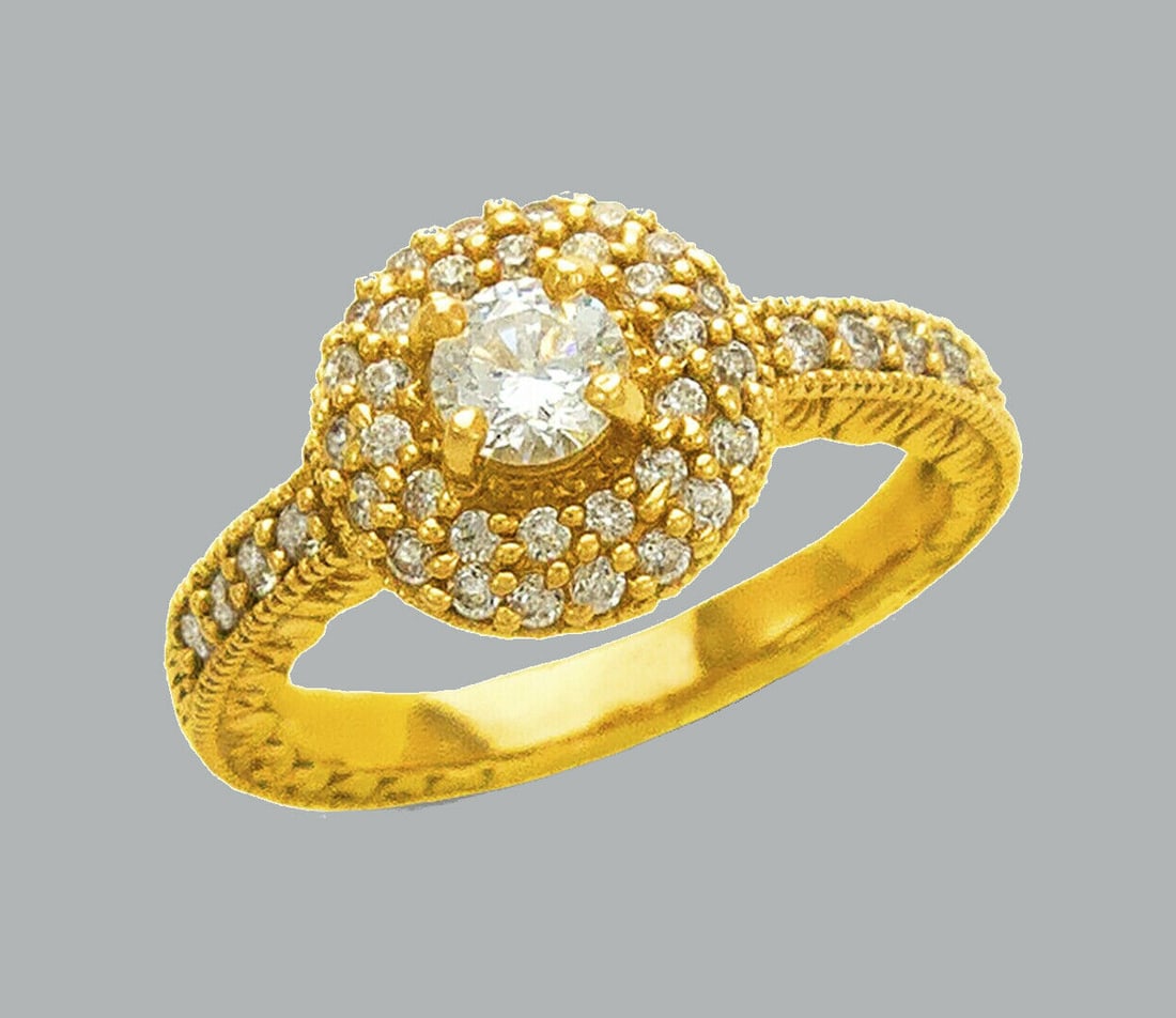 NEW 14K YELLOW GOLD LADIES FANCY CZ ENGAGEMENT RING (1 of 1)
