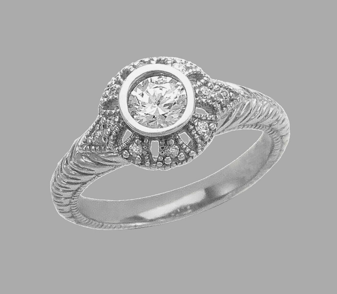 NEW 14K WHITE GOLD LADIES FANCY CZ ENGAGEMENT RING (1 of 1)