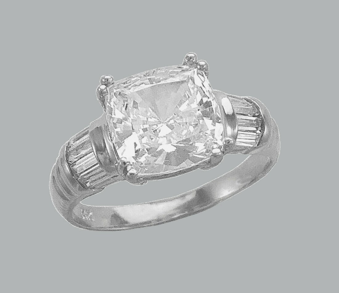 NEW 14K WHITE GOLD LADIES FANCY CZ ENGAGEMENT RING (1 of 1)