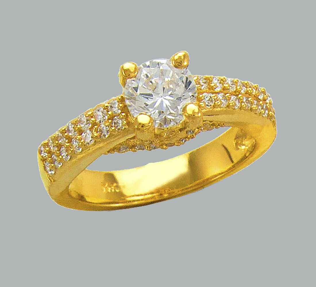 NEW 14K YELLOW GOLD LADIES FANCY CZ ENGAGEMENT RING (1 of 1)
