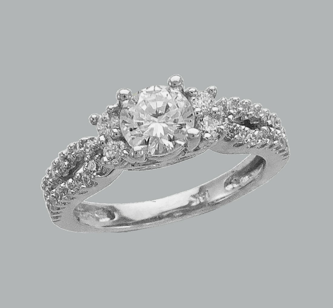 NEW 14K WHITE GOLD LADIES FANCY CZ ENGAGEMENT RING (1 of 1)