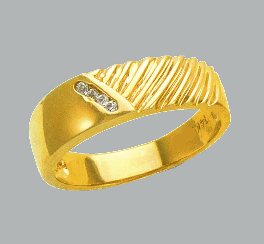 NEW 14K YELLOW GOLD LADIES FANCY CZ RING BAND (1 of 1)