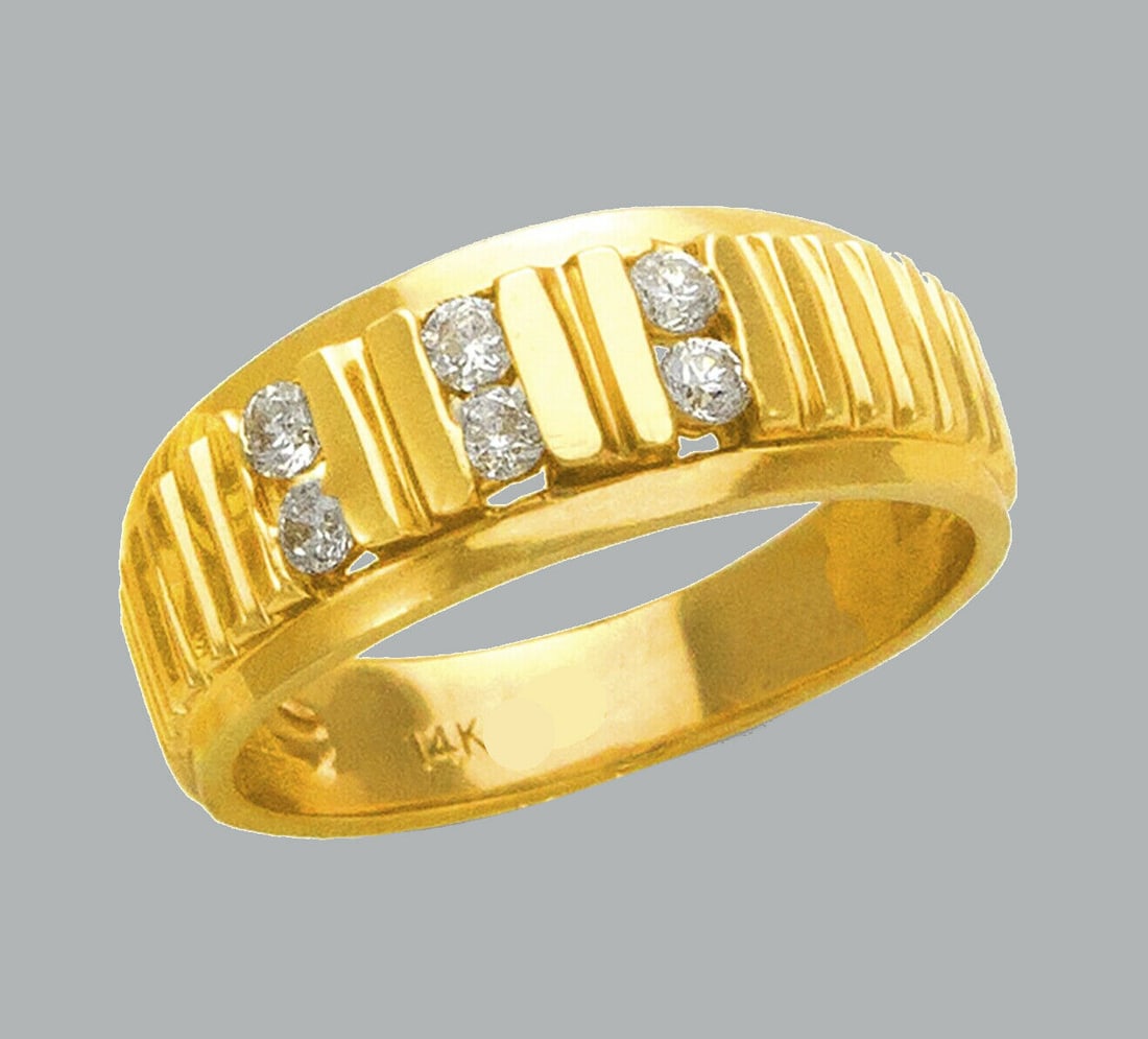 NEW 14K YELLOW GOLD MENS CZ RING BAND (1 of 1)