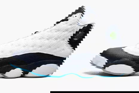 AIR JORDAN 13 RETRO OBSIDIAN WHITE POWDER BLUE US SIZE 12: AIR JORDAN 13 RETRO OBSIDIAN WHITE POWDER BLUE US SIZE 12 The Air Jordan 13 Retro Obsidian updates the vintage mid-top with a familiar color scheme, one that combines stitched tumbled white leather wi