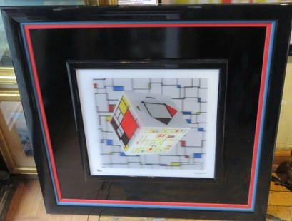 IMPORTANT LIMITED EDITION NUMBERED MONDRIAN 3D SQUARES FRAMED: IMPORTANT LIMITED EDITION NUMBERED MONDRIAN 3D SQUARES FRAMED The Following Item we are Offering is A RARE EXQUISITE 3D Lenticular 8 / 44 LIMITED EDITION Masterpiece. Inscribed Lower Right Mondrian.