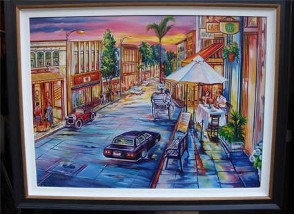 MAGNIFICENT ORIG  PAINTING CITY CAFE SCENE PAINTING ALEXANDER BOREYKO BOREWKA: MAGNIFICENT ORIG PAINTING CITY CAFE SCENE PAINTING ALEXANDER BOREYKO BOREWKA MAGNIFICENT ORIG PAINTING CITY CAFE SCENE PAINTING ALEXANDER BOREYKO BOREWKA The Following Item we are Offering is An Outst